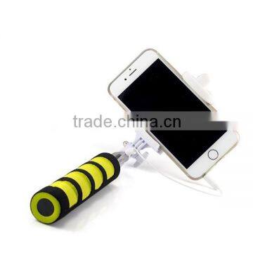 2015 The new belt line folding mobile phone selfie stick Q1,wire insert monopod, no need BT,no need battery&charge,easy control