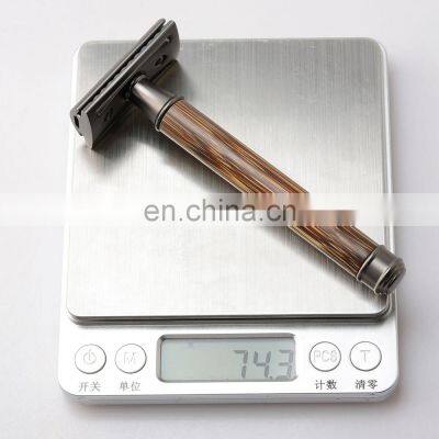Private Label Body and Face Shave Matte Black Bamboo Women Wooden Safety Shaving Razor photo-4