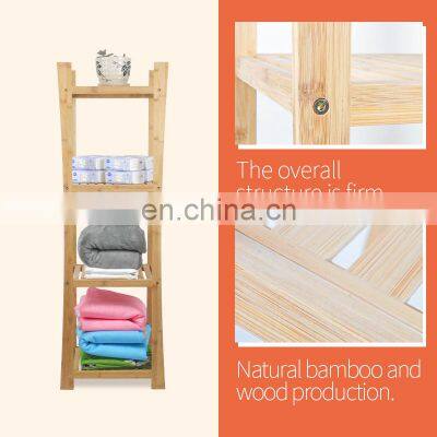Deluxe 4-Tier Shelf Bamboo Freestanding Bathroom Towel Organizing Shelf photo-4
