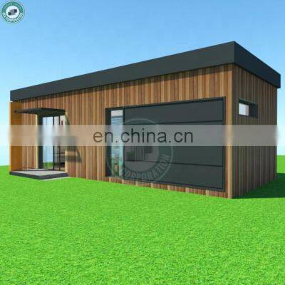 Treated Wood Plank Cladded Compact Container House Tiny Flatpack Container Motels Single Room House