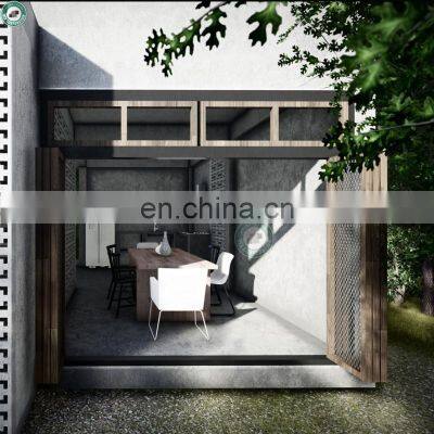 New Prefabricated Industrial Concrete House Decorated With Wood Louvres 2 Storey Modern House in Thailand
