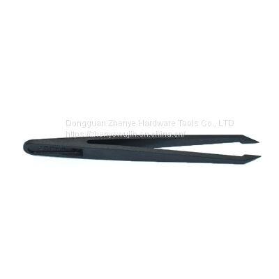 Anti Static Black Carbon Fiber Tweezers Plastic Tweezers Pointed Flat Head Elbow Round Head Wide Mouth Flat Head 93307 photo-5
