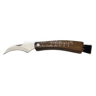 Good Quality Outdoor Mushroom Knife Camping Hunting Knife Multi Tools Wood Handle Carving Knife With Brush photo-4