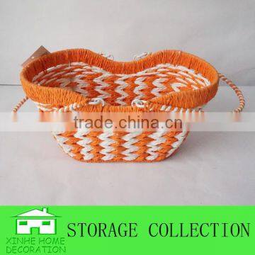 Colorfule Paper Rope Woven Ship Shape Storage Basket with Handle