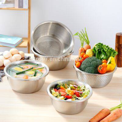 304 Stainless Steel Multi-purpose Dish Mixing Bowl Salad Bowl Kitchen Dish Set Basin photo-4