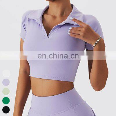 High Quality Women Clothing Quick Dry Fitness Tops Custom Sports Wear Short Sleeve Golf Shirts Tennis Polo Shirt For Women photo-3