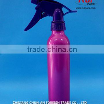 180ml high quality aluminum bottle with trigger sprayer,coating aluminum water pump bottle