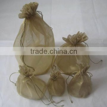 Brown single color transparent organza gift pouches/Christmas present bag/Packing Bag for party packing candy/nuts/gift