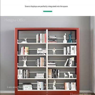 HN-DS7 Design Studio Display Rack, Slim Frame Metal Library Shelving, 1.2mm Cold Rolled Steel, Adjustable Layer Height, HENGNA for Europe Design