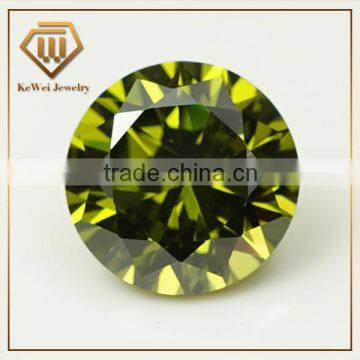 Cheap Sell Round Brilliant Cut Olive Color 7.0mm AB grade cz Gems