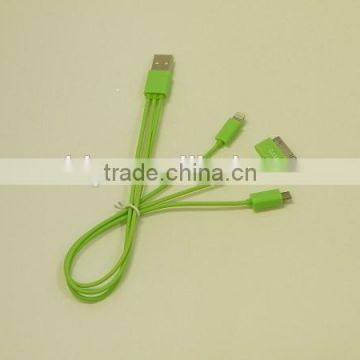 Blister pack for Green color 3 In 1 USB charger cable for iphone and for Samsung use of cable