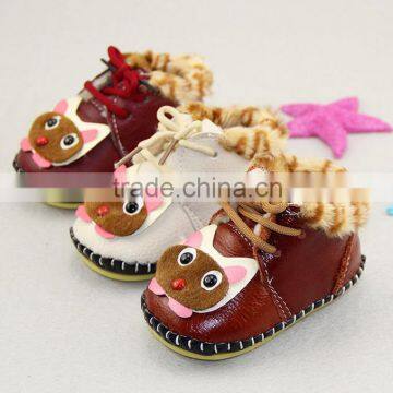 2015 New Children Baby Winter Shoes Children Baby Toddler Soft Bottom Pure Handmade Leather Shoes