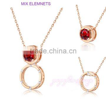 New arrival sterling silver mix elements gold crystal necklace with pendant