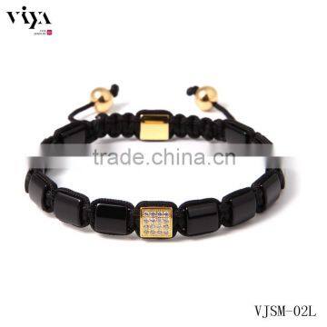 square beads bracelet gold mental logo beads china knot braided bracelet weaving knit hand end jewellry