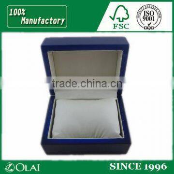 Charming Mens Blue Wooden Watch Box With White Inside