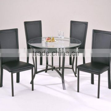 Modern Dining Set/ Glass Dining Table and Black Dining chairs