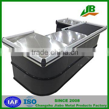 Stainless Steel Supermarket Used Checkout Counter With Conveyor Belt