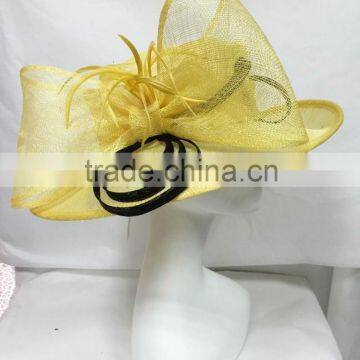 Spring/Summer hat/sinamay hat/party hat/wedding hat factory wholesale-yellow/black