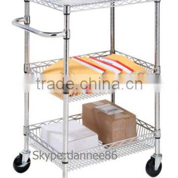 3-tier stainless steel trolley wire basket carts