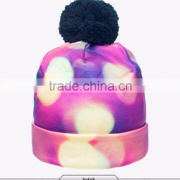 bright color custom dobby knit beanie hats with top ball knitting universal type knitted beanie hat with tassel