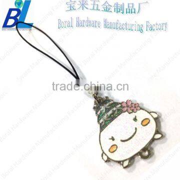 Charming soft enameled metal baby cartoon characters phone straps