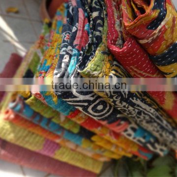 Vintage Cotton Kantha Quilts,Handmade Kantha Work Bedspread