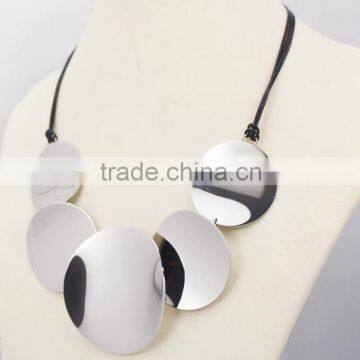 Fashion Rope Chain Stainless Steel Disc Chunky Statement Necklace