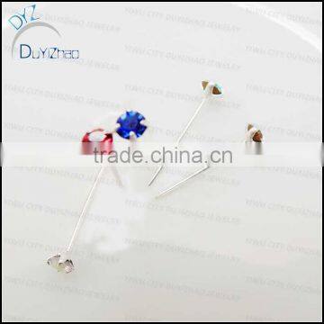 1.8mm gemstone 925 sterling silver nose pins