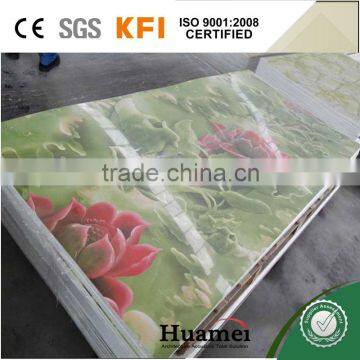 Flower design PVC UV panel for home interior decoration