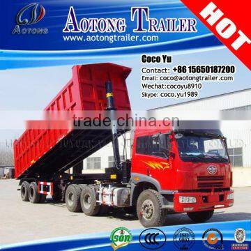 2 axles dump vehicle truck , self unloading rear tipper semi trailer for sale