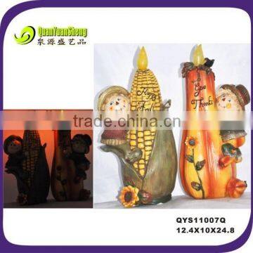 polyresin solar harvest festival decoration led candle light