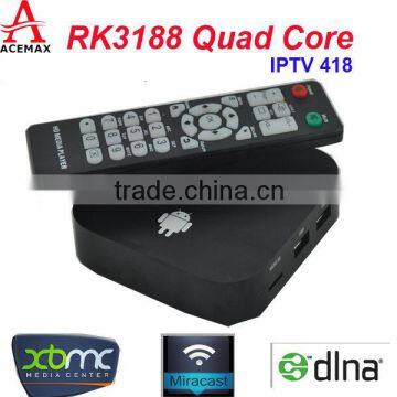 Acemax New Product IPTV418,android Quad Core Stream ip tv Box