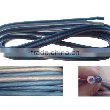 round and square frosted flexible transparant parallel copper conductor blue and white speaker cable