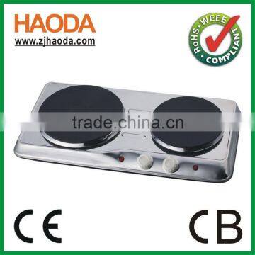 Electric kitchen countertop double hot plate
