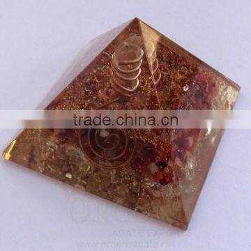 Carnelian-Crystal Orgone Pyramid | Orgonite-Orgone Energy Pyramid (With Crystal Point) | Healing Crystal