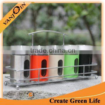 80ml Round Oil Bottles & Spice Jar With Metal Coating and Iron Stand photo-2