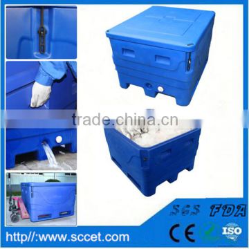 temperature adjustable fish container freezer fish storage bin PE and PU fish box