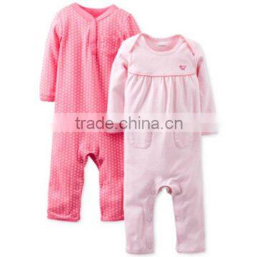 Online Wholesale Customed Casual Long Legs Sweet Pink Romper For Baby Girls