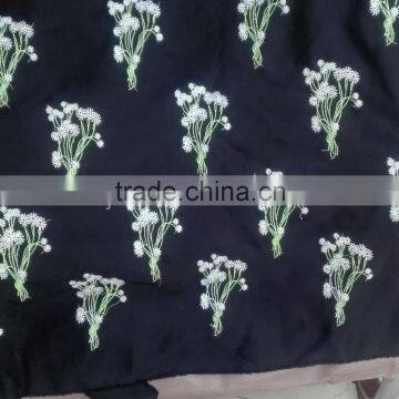 Latest Embroidery Nida fabric New design Formal Black for abaya fabric