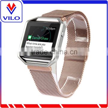 Fashion style high quality blue milanese loop leather watch strap for Fitbit Blaze