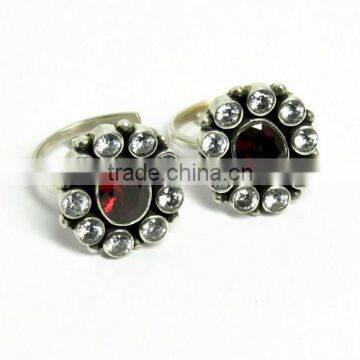 Make A Wish !! Red CZ_White CZ 925 Sterling Silver Toe Ring, Sterling Silver Jewelry, Handmade Toe Rings photo-2
