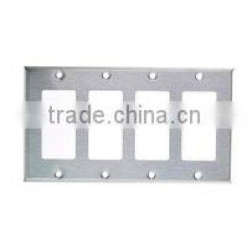 4 GANG decorative switch and duplex receptacle wall plate stainless steel
