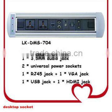 silver motorized VGA jack desktop socket