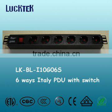 6Ways black Italy standard PDU with switch