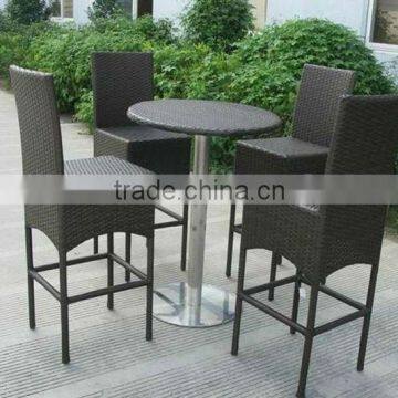 Bar Set Furniture PE Wicker Round Bar Table With Chairs