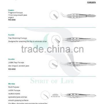Gaskin Fragment Forceps, Kurstin Flap Stretching Forceps, Buratto LASIK Flap Forceps, Mendez Multi-Purpose LASIK Forceps