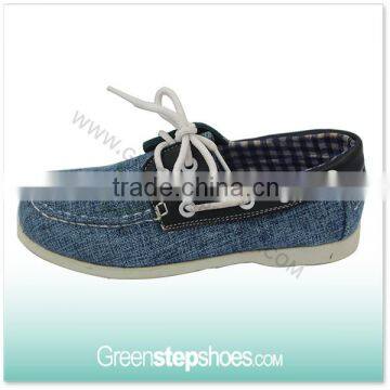 New model plain blue canvas boat shoes