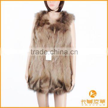 Ladies raccoon gilet fashion style fur gilet,KZ150060