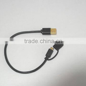 USB Type C Cable 2 in 1 Micro USB With Type C Adapter Convertor Reversible Charging&Sync Cable (3Ft, Black) photo-2