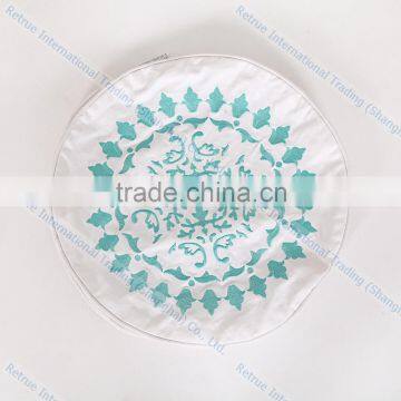 Embroidered White Round Cushion Covers Cheap Decorative Throw Couch Pillows